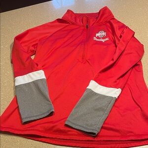 Women's Red and Gray Quarter-Zip Sweatshirt